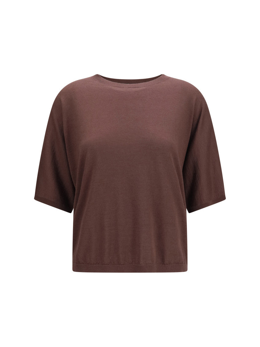 Brown Solid Round Neck Sweater 1