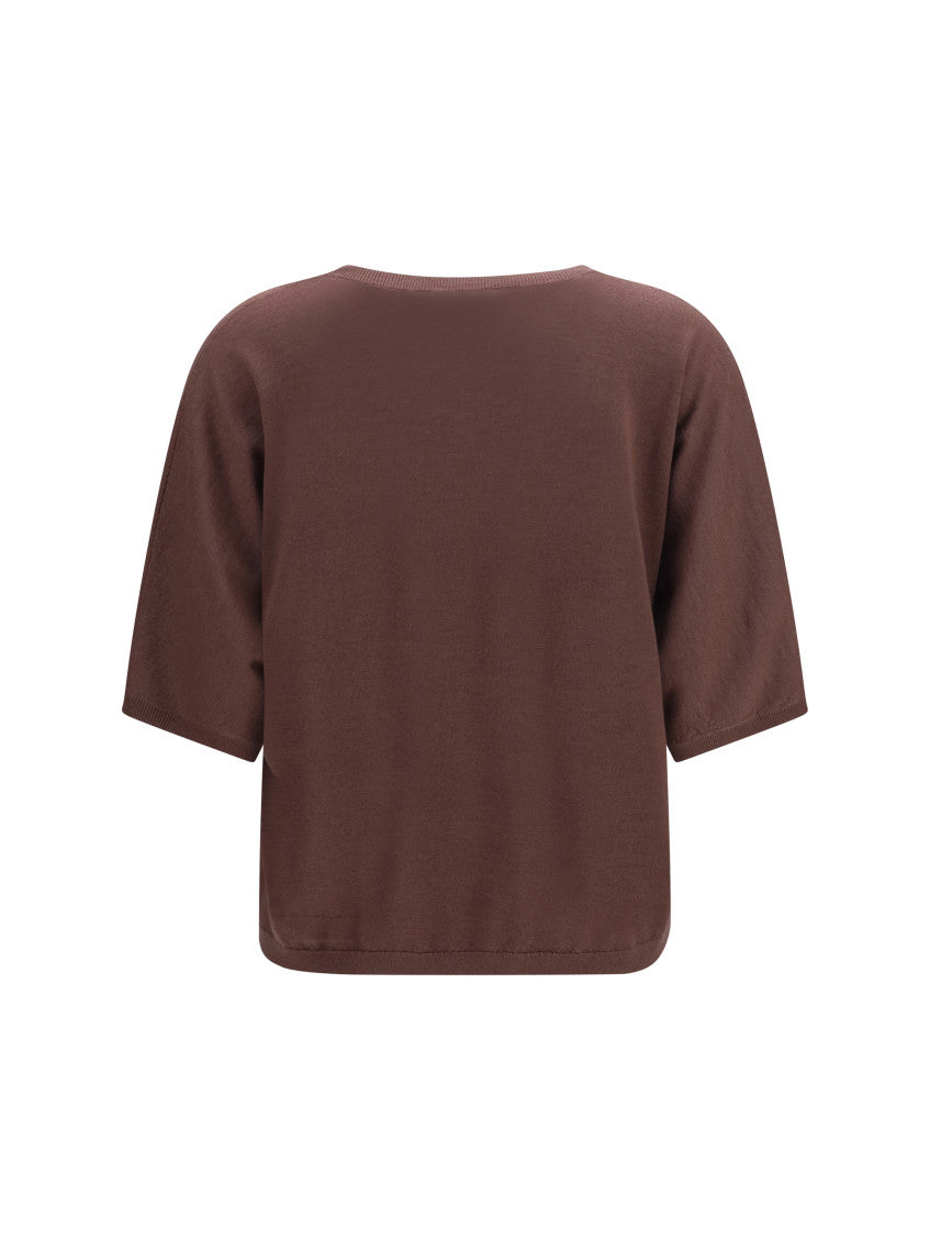 Brown Solid Round Neck Sweater 2
