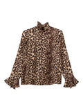 Leopard Print High-Neck Shirt 1