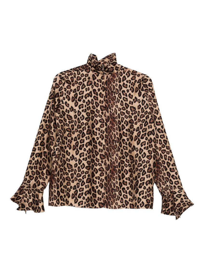 Leopard Print High-Neck Shirt 2