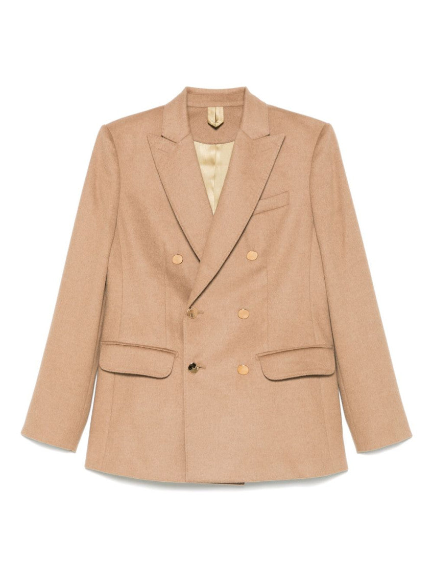 Beige Double-Breasted Blazer 1