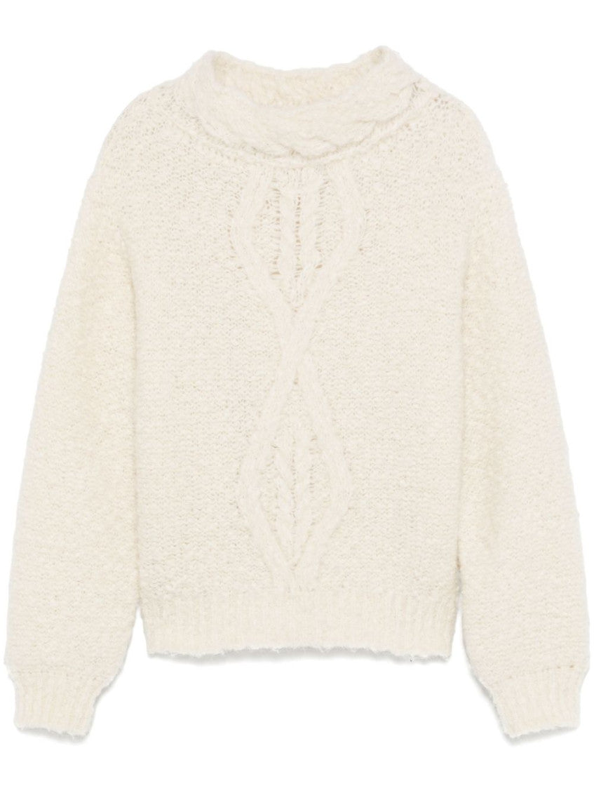 Beige Stand Collar Sweater 1