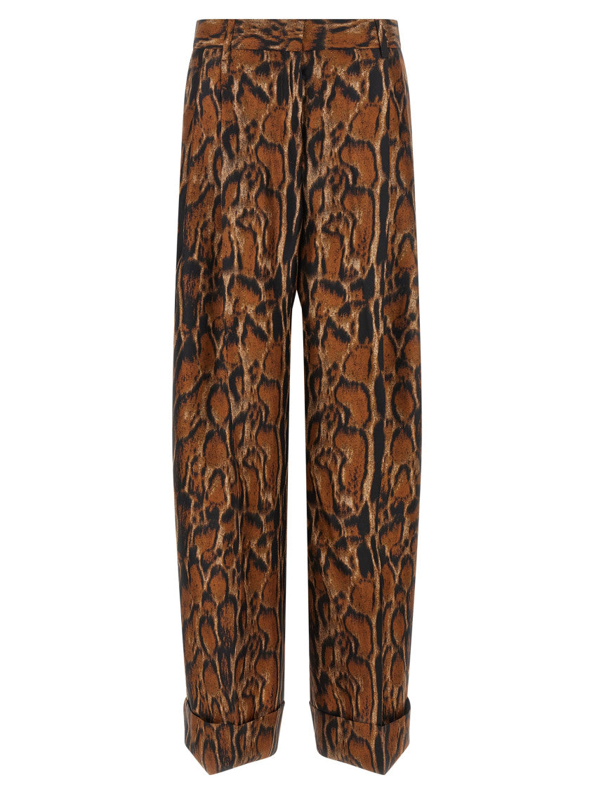 Brown Relaxed Pleated Pants 1