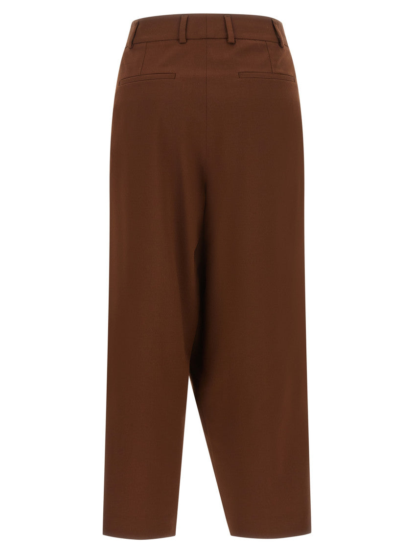 Brown Relaxed Flat Front Pants 2