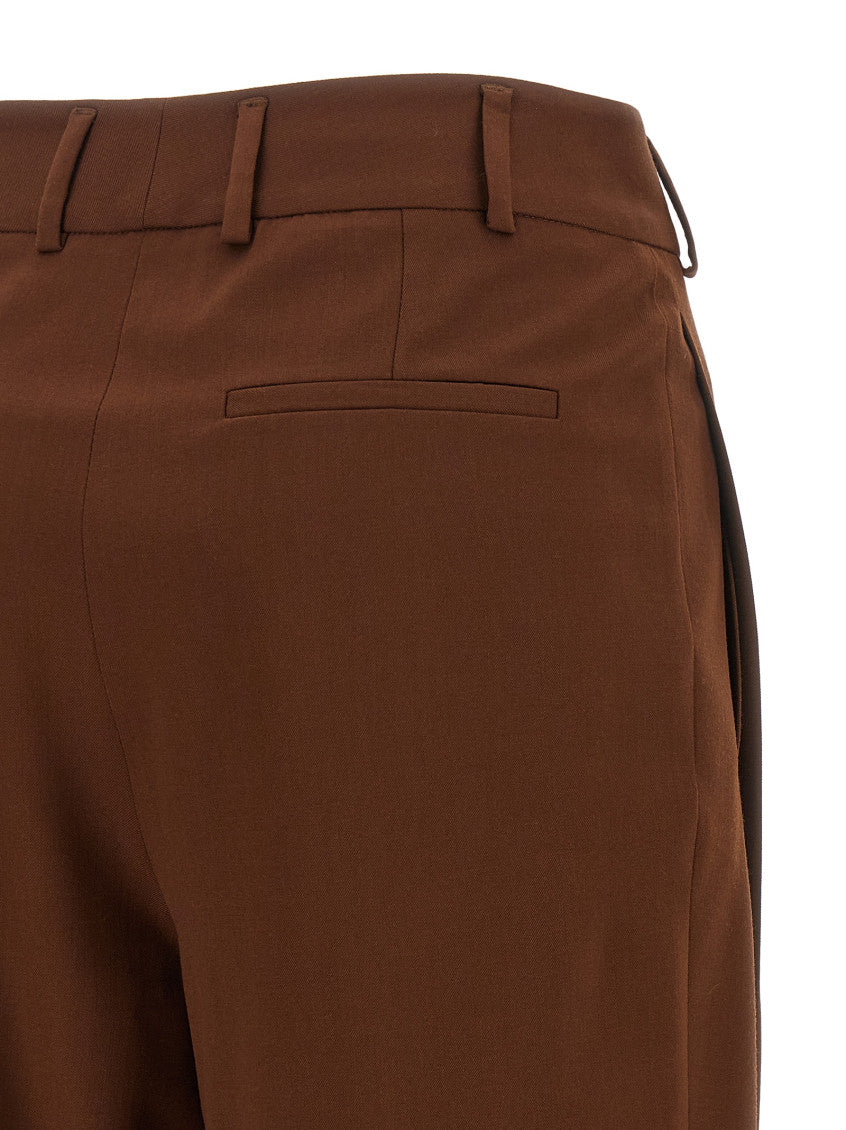 Brown Relaxed Flat Front Pants 4