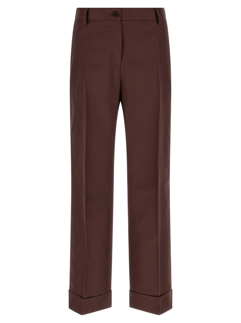 Brown Straight Flat Front Pant 1