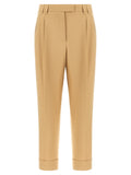 Beige Straight Pleated Pants 1