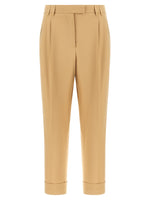 Beige Straight Pleated Pants 1