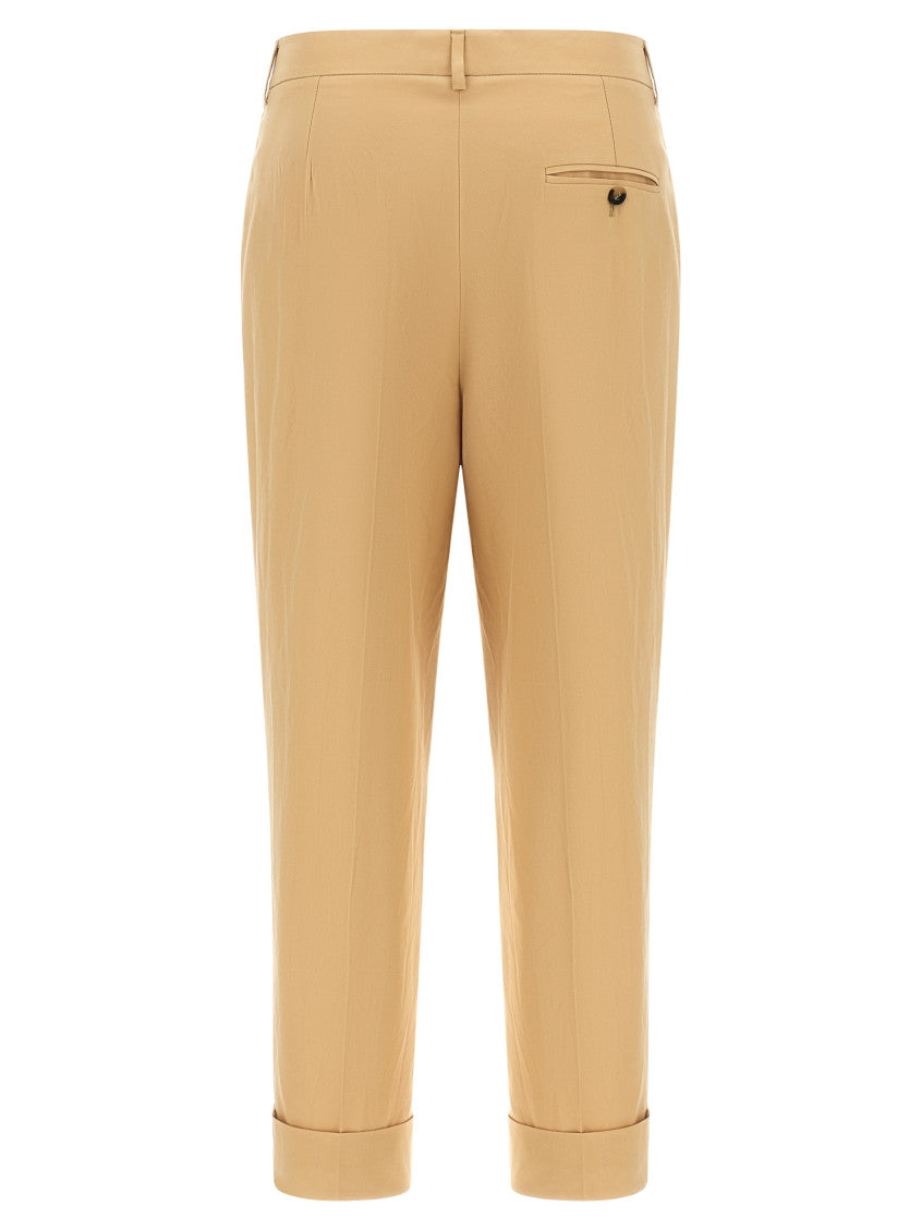Beige Straight Pleated Pants 2