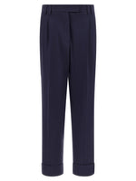 Dark Blue Straight Pleated Pants 1