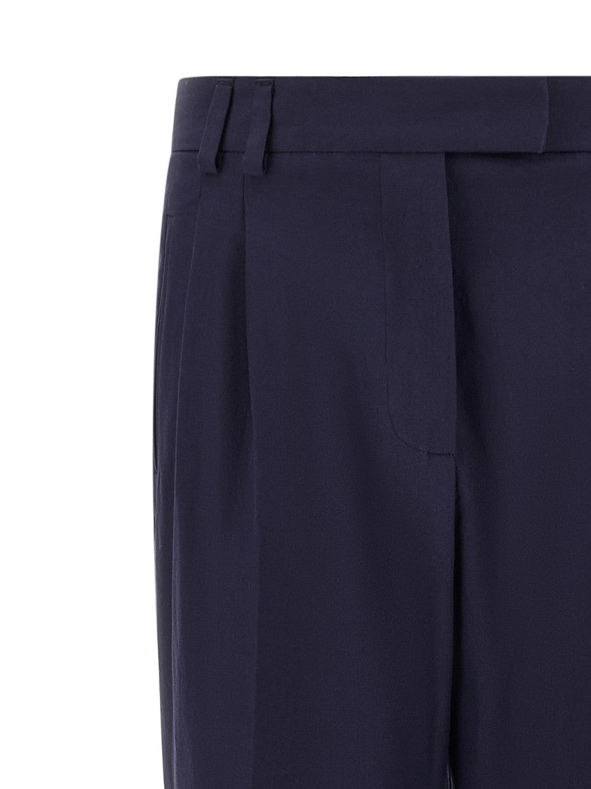 Dark Blue Straight Pleated Pants 3
