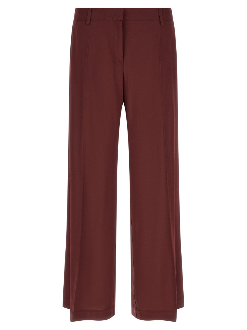 Maroon Flared Flat Front Pants 1