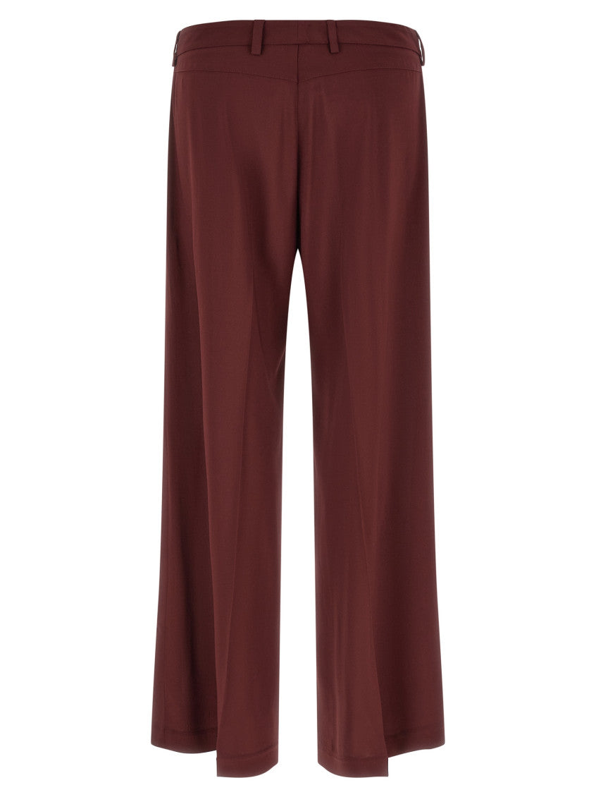 Maroon Flared Flat Front Pants 2