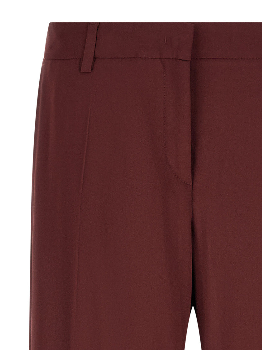 Maroon Flared Flat Front Pants 3