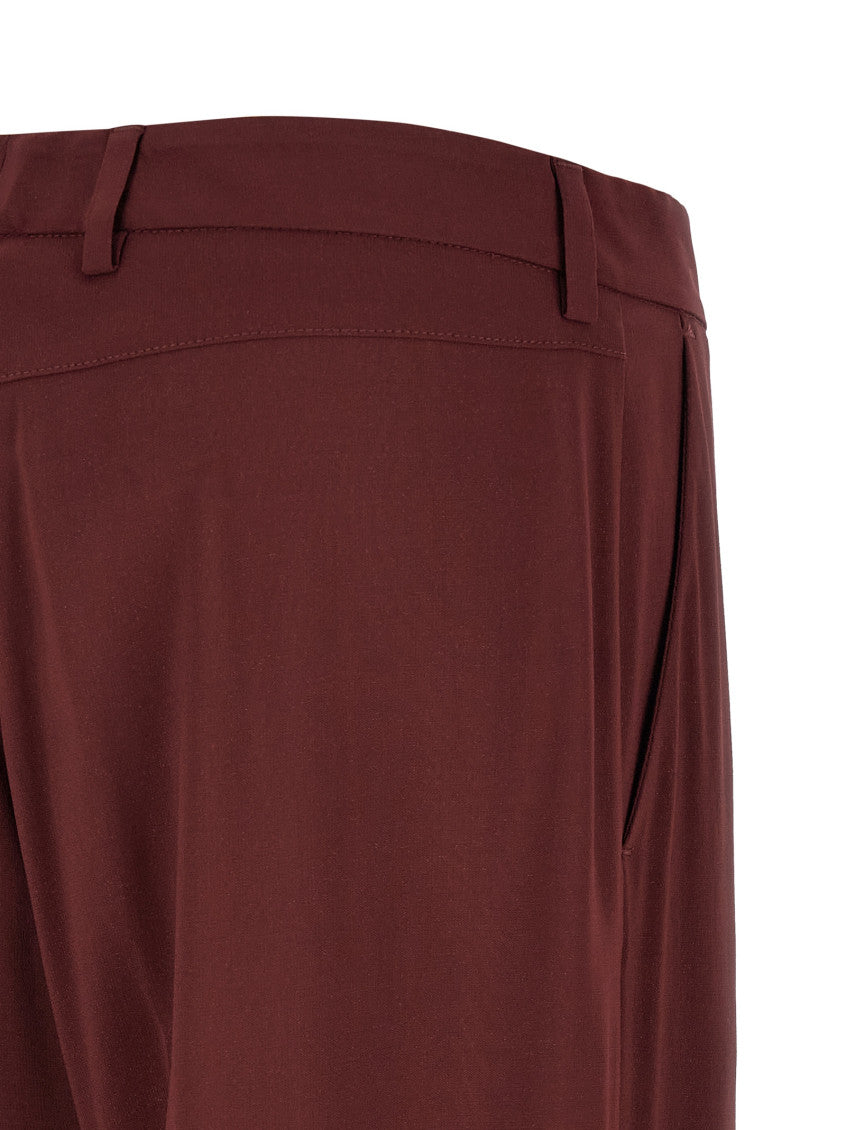 Maroon Flared Flat Front Pants 4