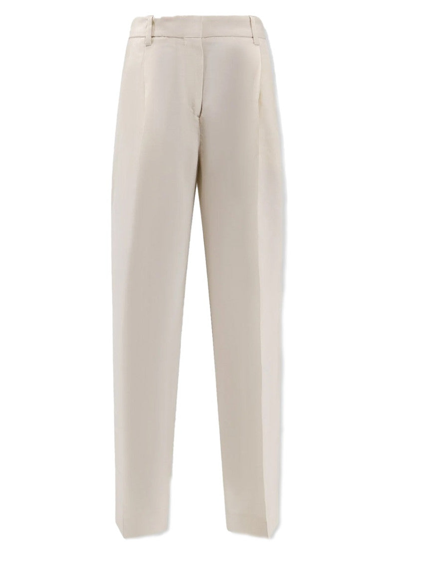 Off White Tapered Flat Front Pants 1