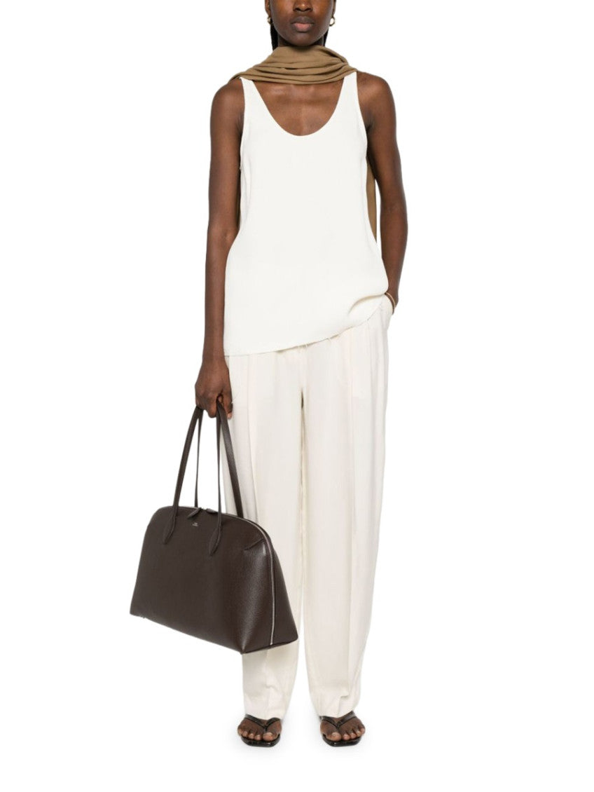 Off White Tapered Flat Front Pants 3