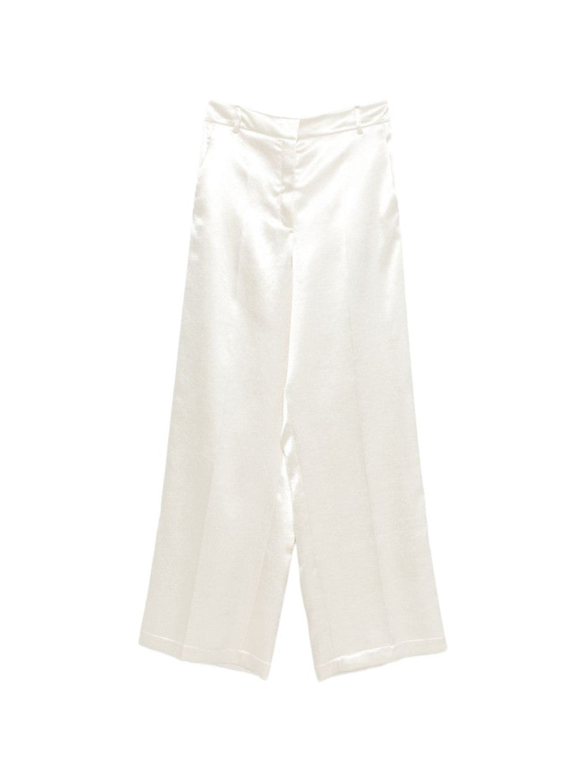 White Relaxed Flat Front Pants 1