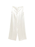 White Relaxed Flat Front Pants 1