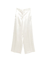 White Relaxed Flat Front Pants 1