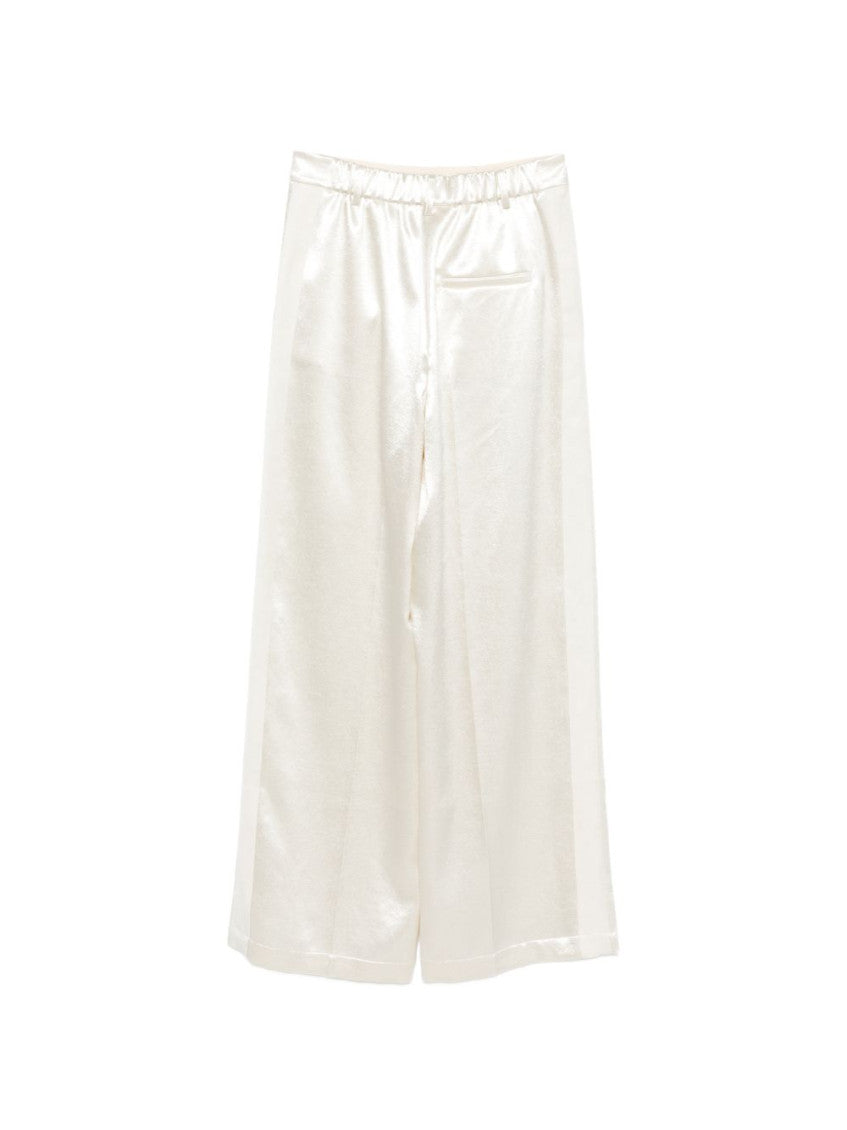 White Relaxed Flat Front Pants 2