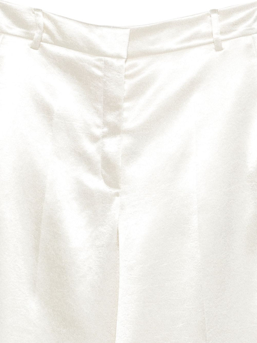 White Relaxed Flat Front Pants 3