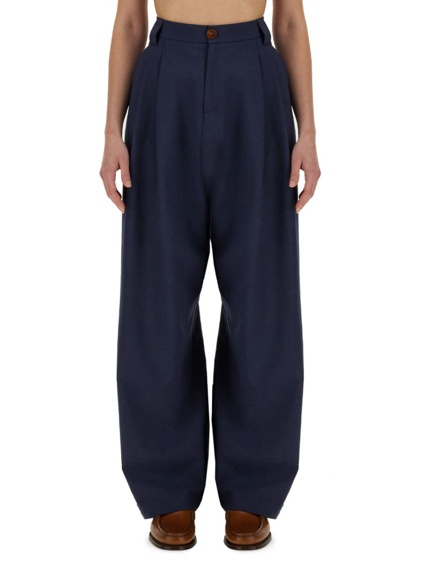 Blue Loose Pleated Pants 1