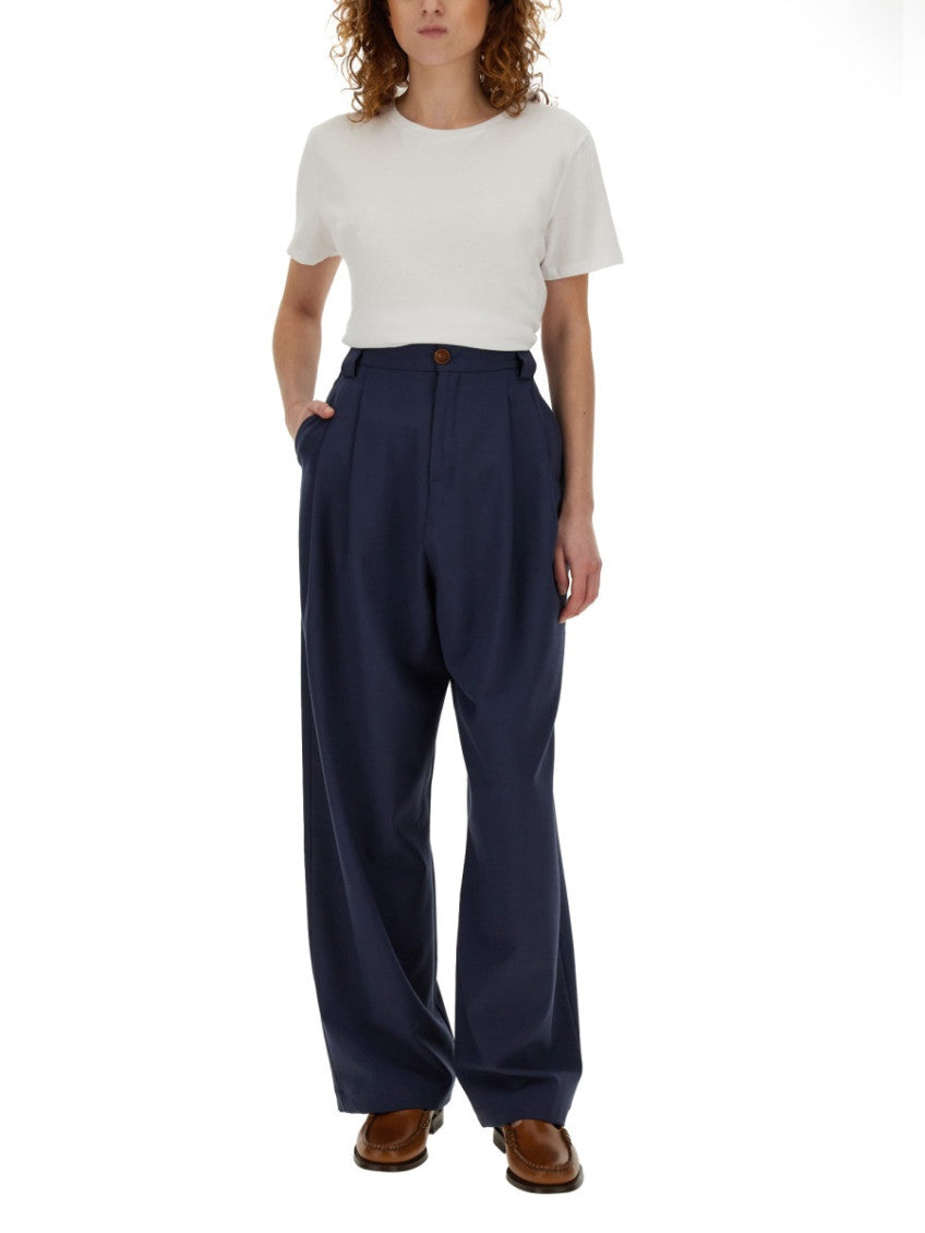 Blue Loose Pleated Pants 3