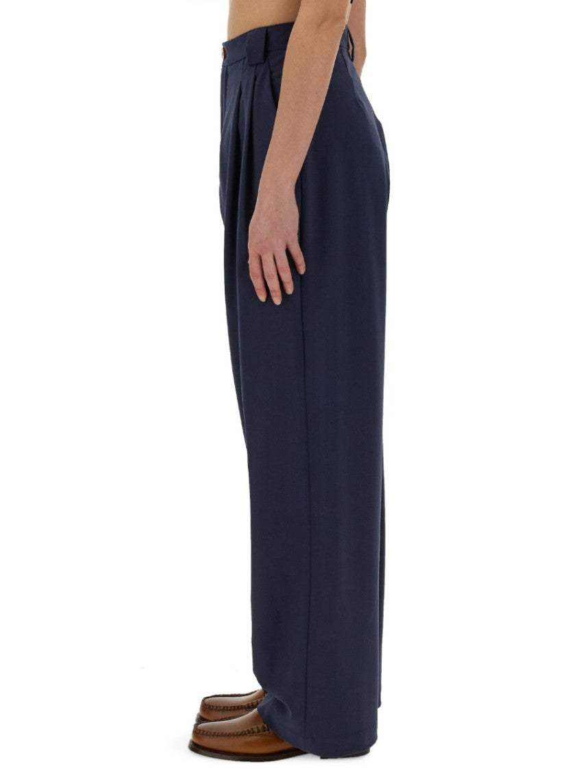 Blue Loose Pleated Pants 4
