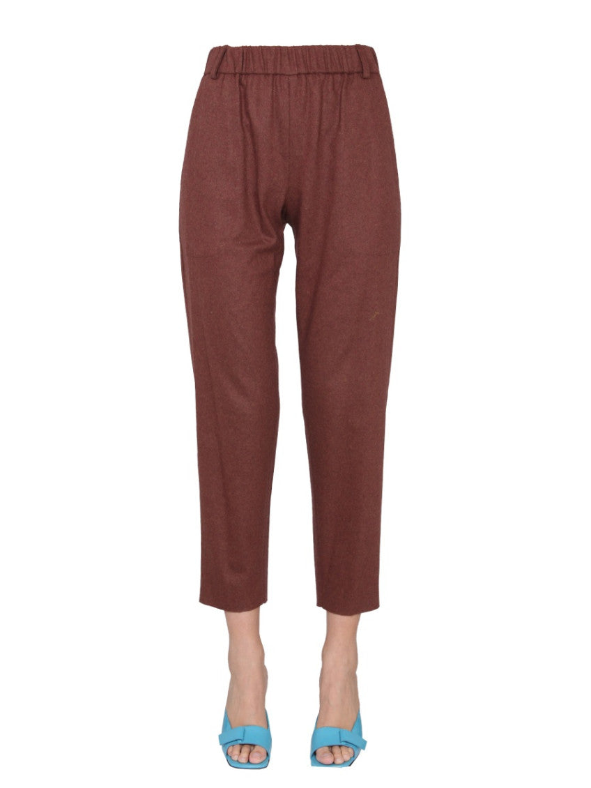 Brown Tapered Flat Front Pants 1