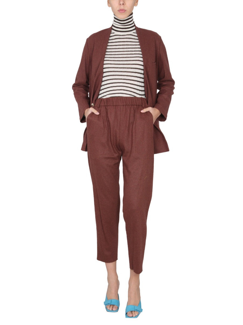 Brown Tapered Flat Front Pants 3
