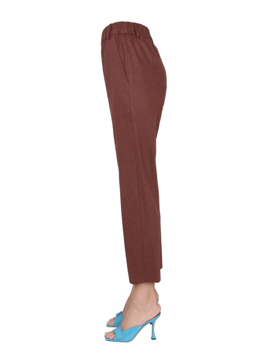 Brown Tapered Flat Front Pants 4