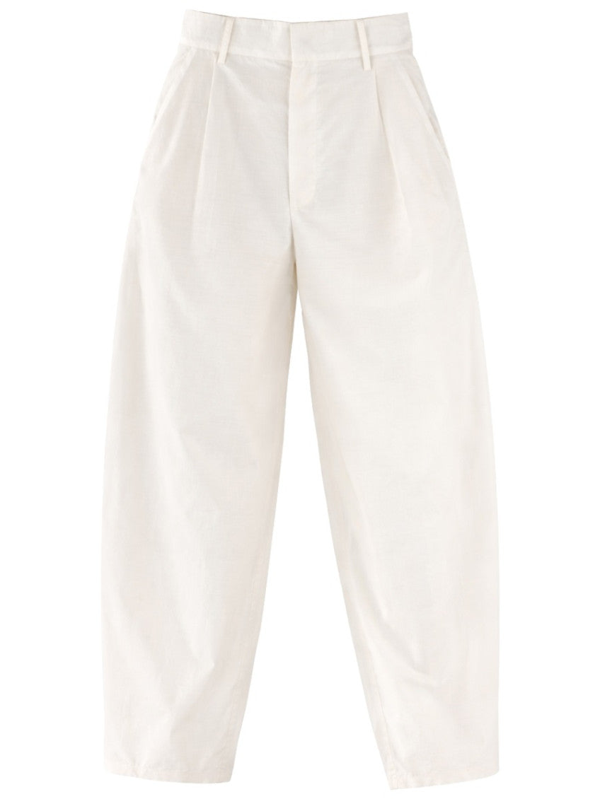 White Tapered Pleated Pants 1
