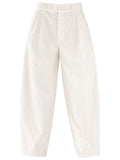 White Tapered Pleated Pants 1