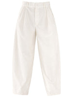 White Tapered Pleated Pants 1