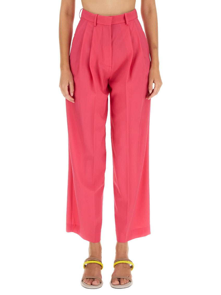 Fuchsia Regular Pleated Pants 1