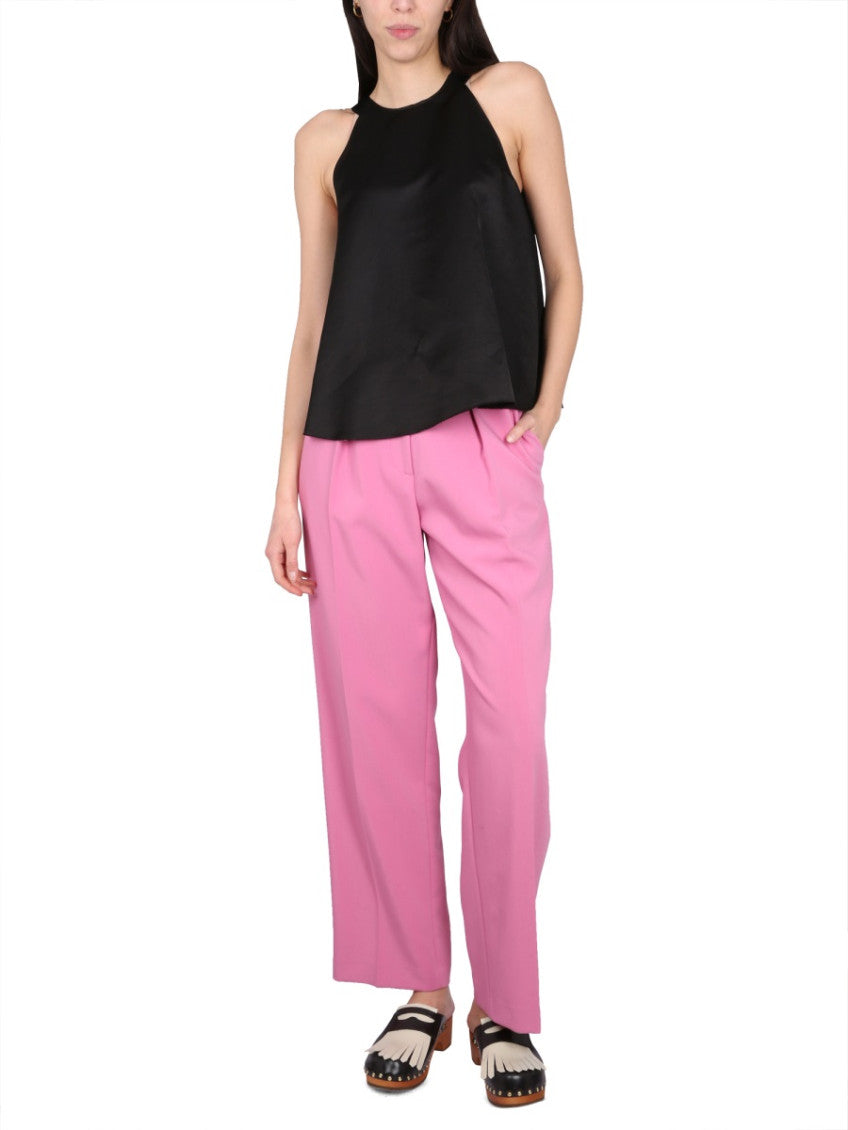 Pink Straight Pleated Pants 3