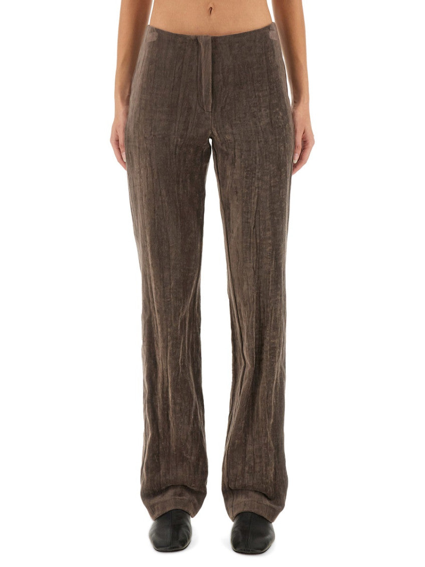 Dark Brown Slim Flat Front Pants 1