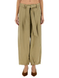 Beige Tapered Pleated Pants 1