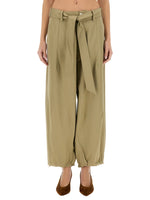Beige Tapered Pleated Pants 1