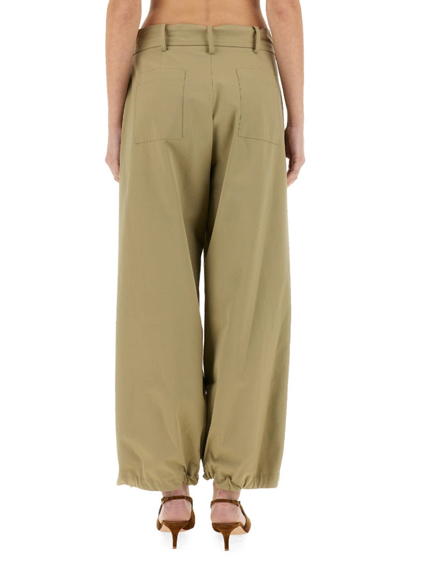 Beige Tapered Pleated Pants 2