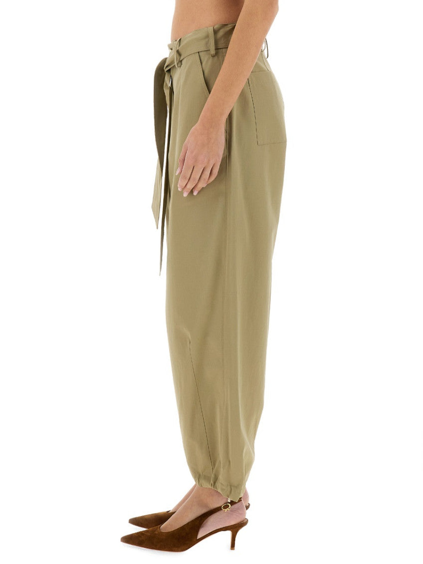 Beige Tapered Pleated Pants 4