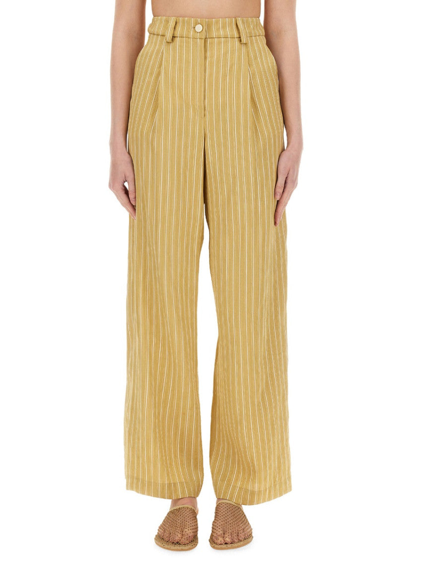 Beige Loose Pleated Pants 1