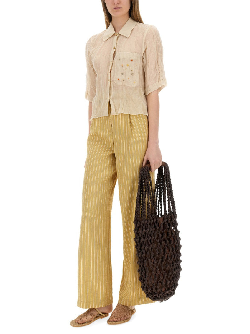 Beige Loose Pleated Pants 3