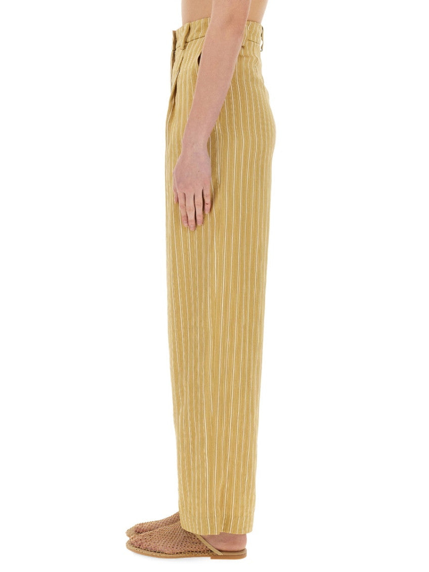 Beige Loose Pleated Pants 4