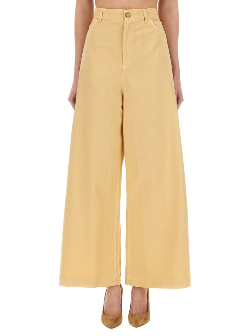 Yellow Wide Fit Flat Front Pants 1