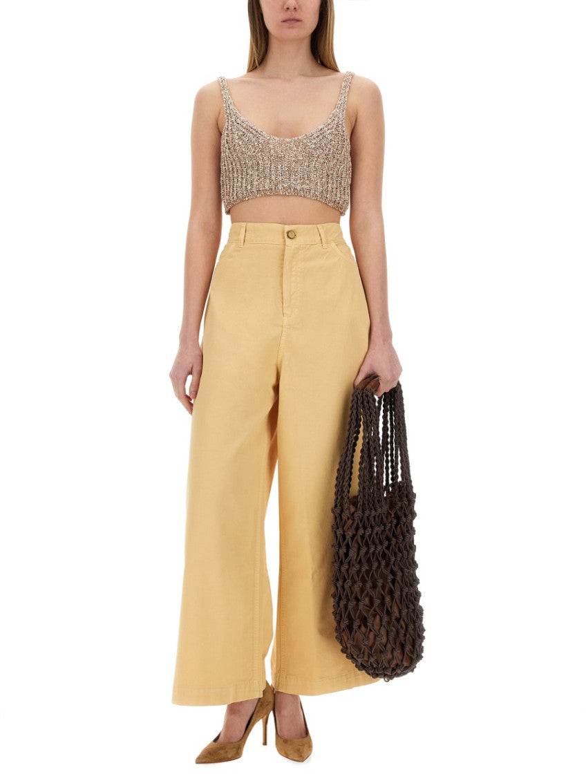 Yellow Wide Fit Flat Front Pants 3