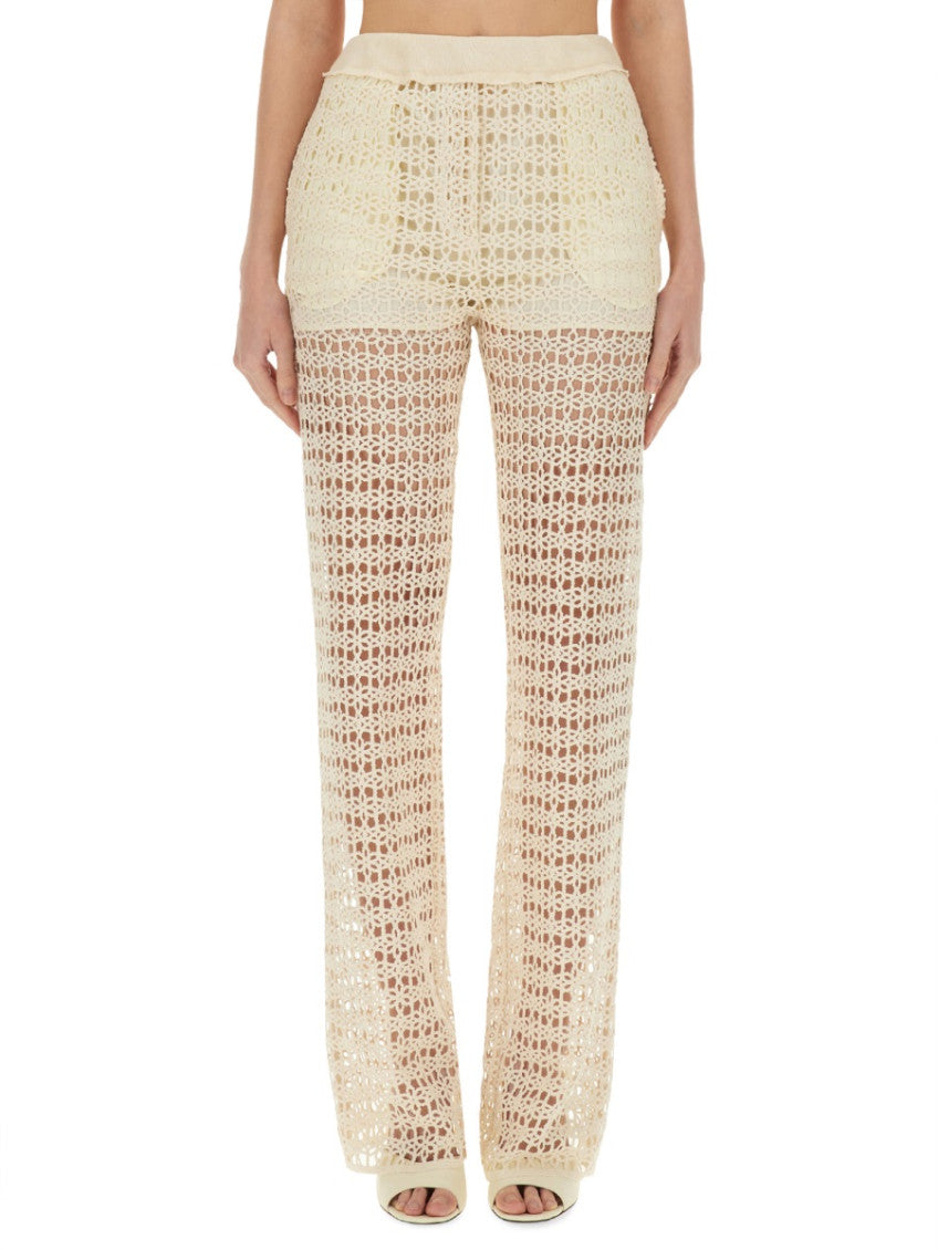 White Loose Flat Front Pants 1