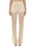 White Loose Flat Front Pants 1