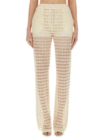 White Loose Flat Front Pants 1